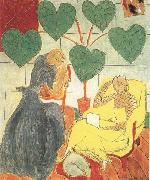 Henri Matisse Two Female Figures and a Dog (Blue Dress and Net-Patterned Dress) (mk35) painting